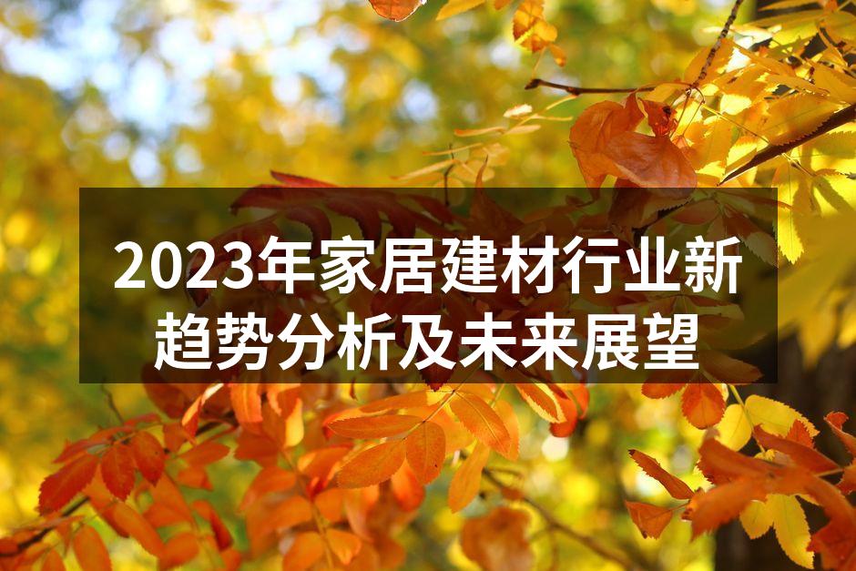 2023年家居建材行业新趋势分析及未来展望
